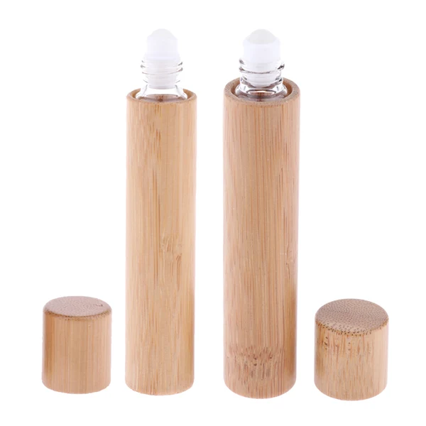 Trendy Maxbell Natural Bamboo Refillable Empty Essential Oil Makeup Roll on Bottle 10 ml Healthy