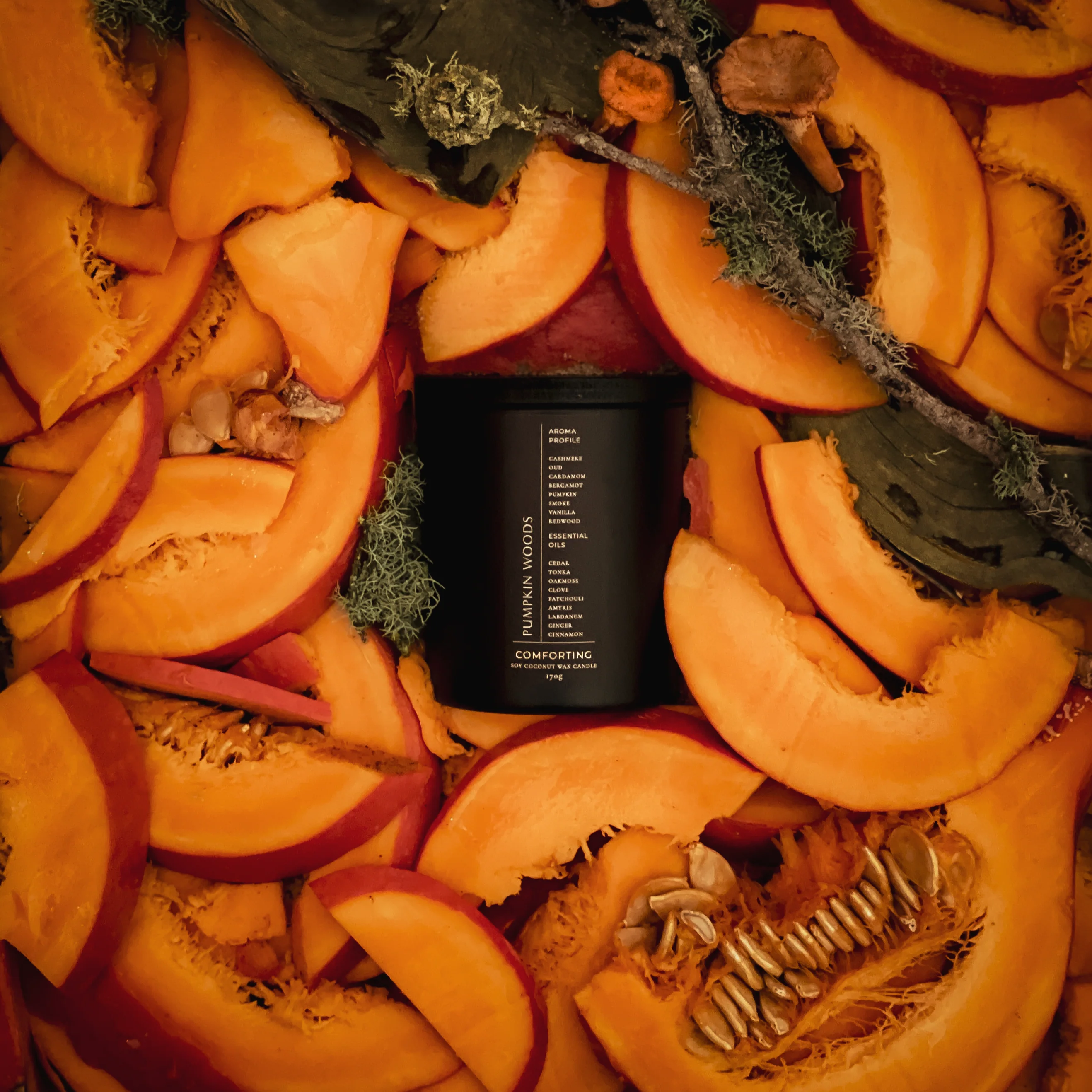 Healthy Pumpkin Woods Candle Comforting Clean Soy Coconut Wax Natural