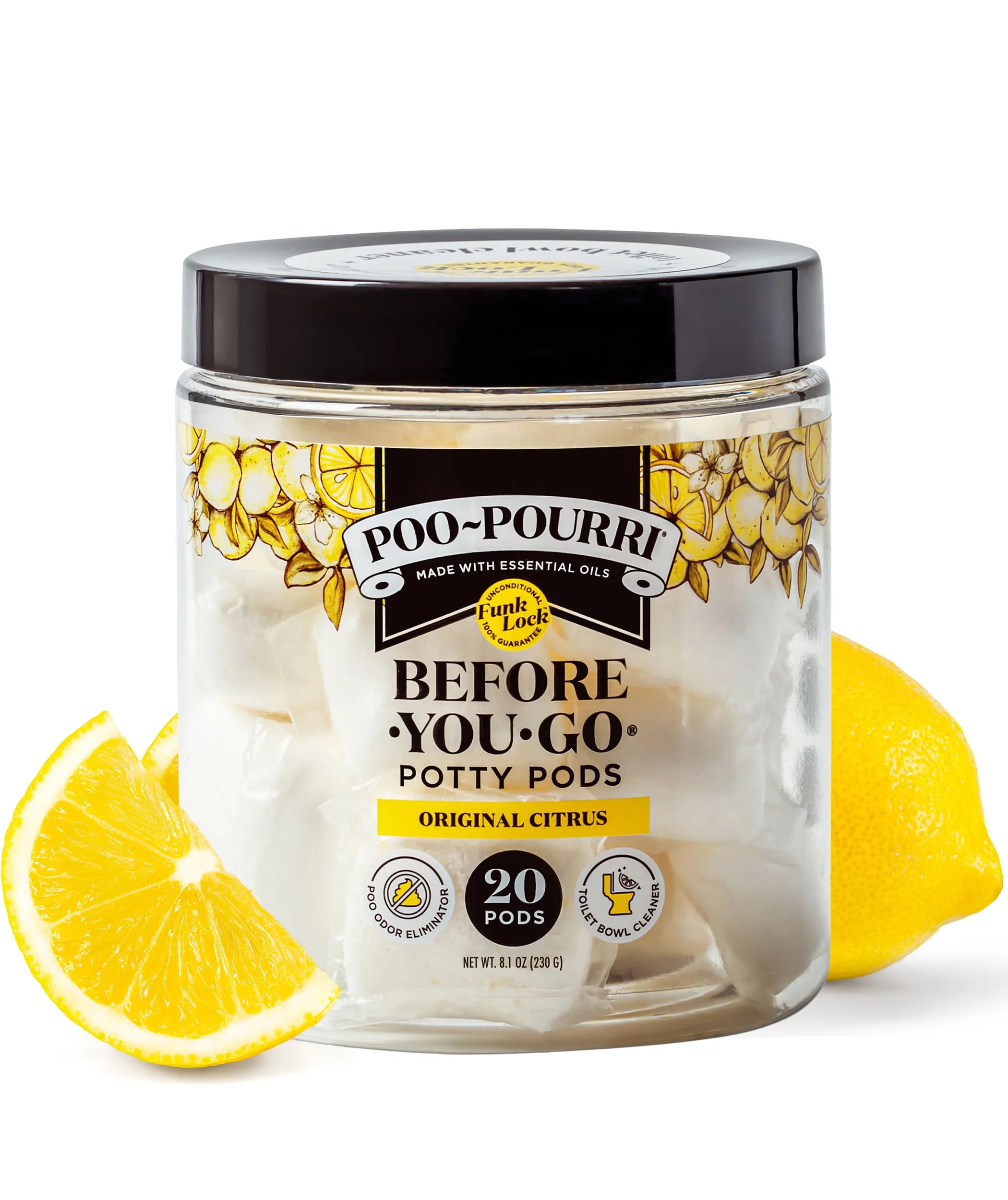 Fashionable Poo-Pourri Citrus Potty Pods 20ct – Toilet Odor Remover Cleaner with Essential Oils – Lemon Bergamot Lemongrass Scent Reusable