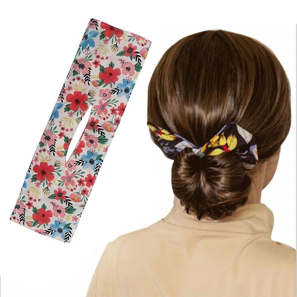 Practical Deft Bun Fashion Hair Bands Women Summer Knotted Wire Headband Print Z Green