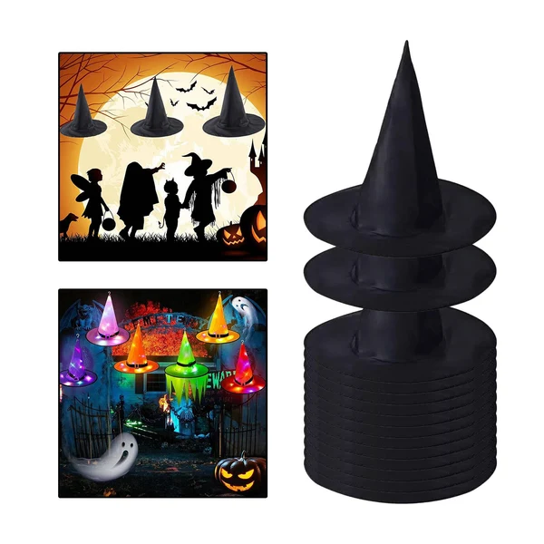 High-End Maxbell 14x Pointed Top Halloween Witch Hats Cosplay Wide Brim Costume for Party Adults 37cmx35cm Safe