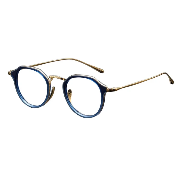 Secure Maxbell Retro Titanium Glasses Frames Oval for Men Women Comfortable to Wear Blue and Aureate Advanced