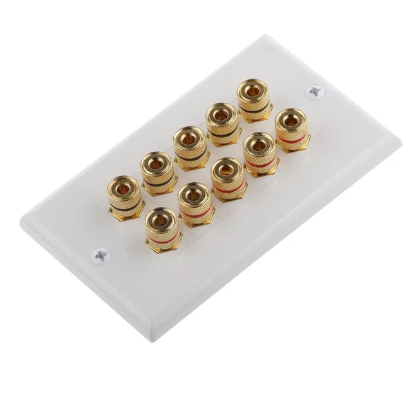 Fine Maxbell White 10 Banana Plug 5 Speaker Cable Wall Plate Panel 115mm x 70mm Eco-Friendly