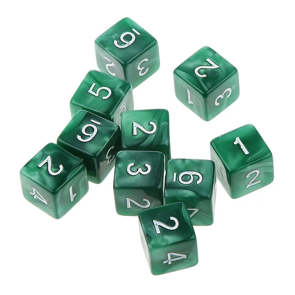 Outstanding Maxbell Pack of 10pcs Pearl Green D6 Six Sided Game Dice D D TRPG Games Party Supplies Toys Genuine