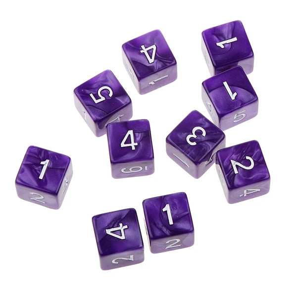Versatile Maxbell Pack of 10pcs Pearl Purple D6 Six Sided Game Dice D D TRPG Games Party Supplies Toys Classic