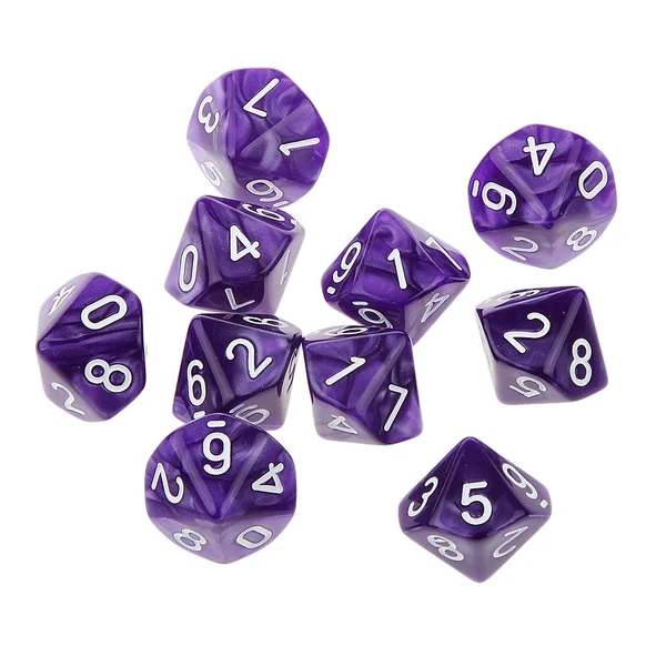 Sustainable Maxbell Pack of 10pcs Pearl Purple D10 Ten Sided Game Dice D D TRPG Games Party Supplies Toys Fast