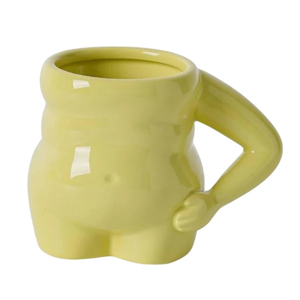 Lightweight Maxbell Morning Cup belly Creative Ceramic Novelty Cup for Milk breakfast Green Elite