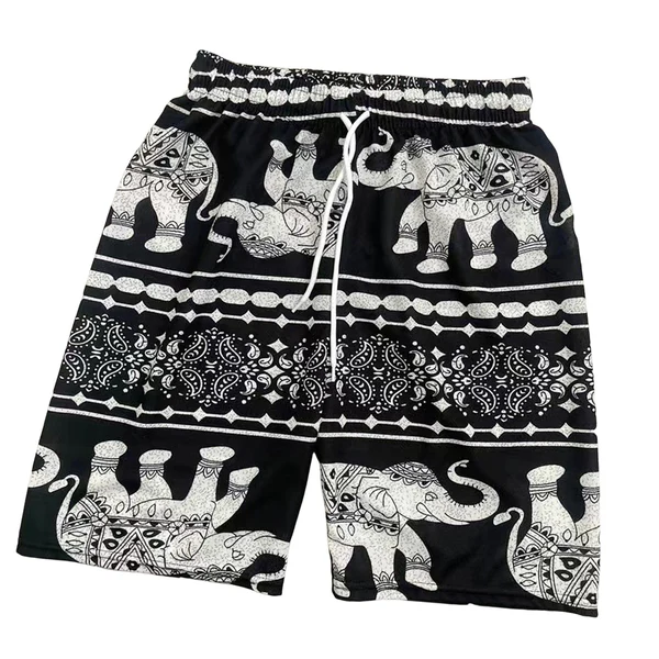 Dependable Maxbell Summer Beach Shorts for Women Men Boho Clothes Thailand Elephant Short Pants Black White Stripes Certified