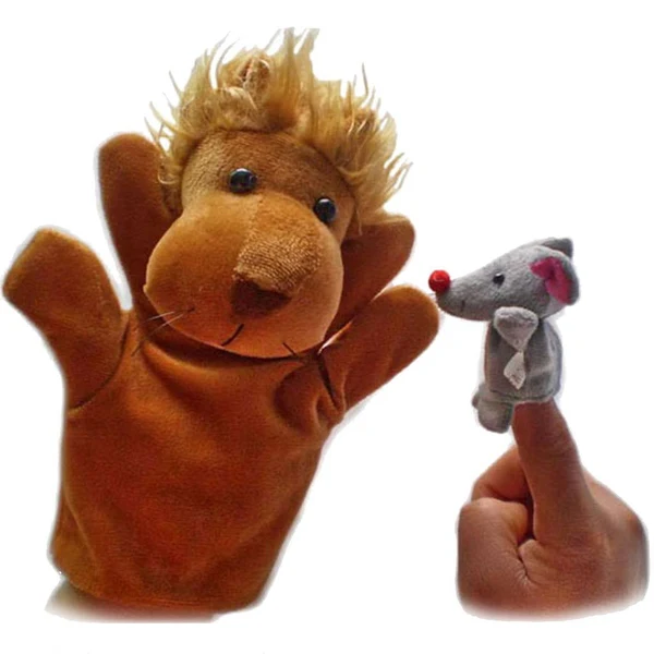 Pure Maxbell Set of 2pcs Finger Puppets - The Lion and The Mouse Luxury