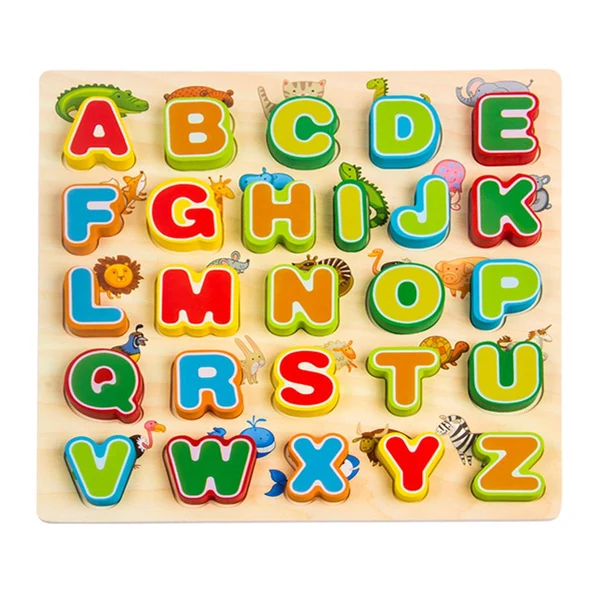 Eco-Friendly Maxbell Wooden English Alphabet Uppercase Letters Cognitive Board Educational Toy Flexible