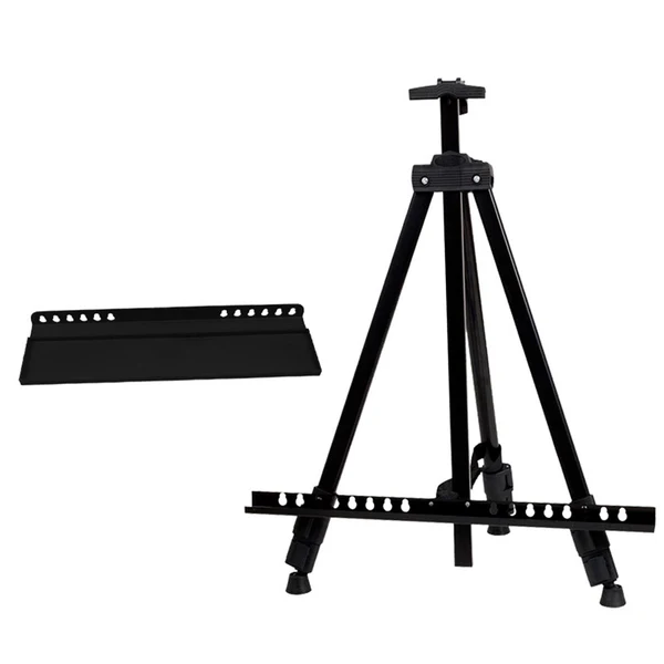Trusted Maxbell 1 Pcs Folding Easel Sturdy Aluminum Folding for Painting Displaying Canvases Black Easy-to-Use