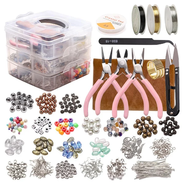 Versatile Maxbell Jewelry Making Tools Kit Charms Findings Spacer Beads Crafts Pendant DIY 1711pcs Detailed
