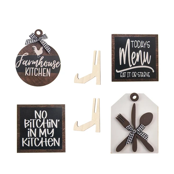 Reusable Maxbell 4x Farmhouse Tiered Tray Decoration Set Dining Room Bedroom Home Wooden Sign Safe