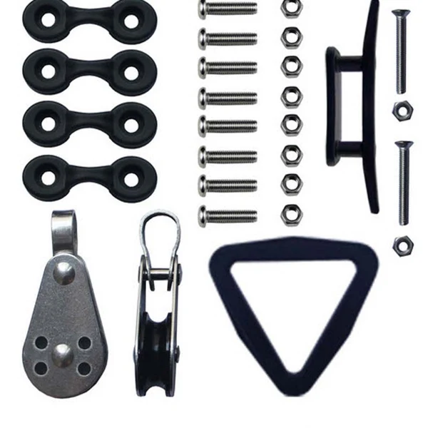 High-Performance Maxbell Marine Boat Kayak Canoe Anchor Trolley Kit System Pulley Pad Eyes Screw nuts Fast