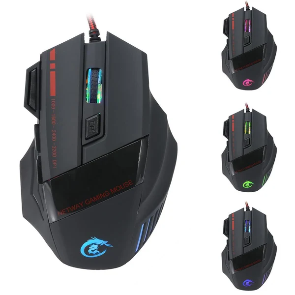 Minimalist Maxbell 5500DPI 7 Buttons LED USB Optical Wired Gaming Mouse for Pro Gamer Computer Long-Lasting