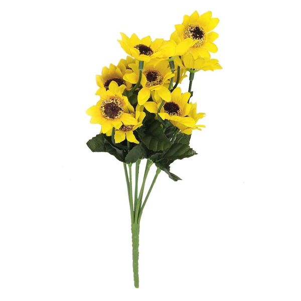 Traditional Maxbell 1 Piece Artificial Simulation Sunflower Plant with 14 Flower Heads Decoration - Yellow Luxury