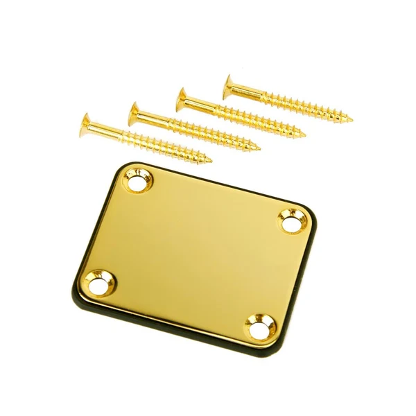 Premium Maxbell Gold Neck Plate w Screws For Fender Strat Electric Guitar Smooth
