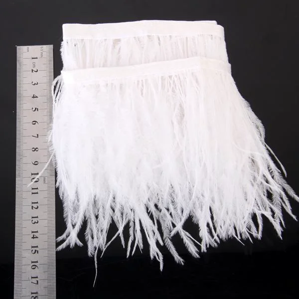Classic Maxbell Ostrich Feather Dyed Fringe 1 Yard Trim White Green