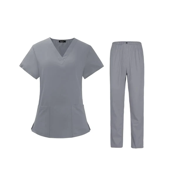 Proven Maxbell Scrubs Set for Women Breathable Scrub Top and Pants Set Nurse Uniform Gray S Easy-to-Use