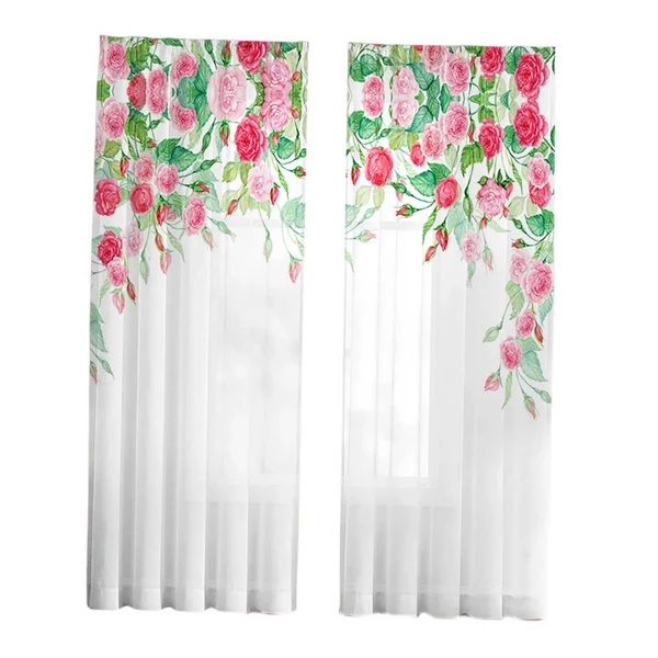 Effective Maxbell 2x Floral White Sheer Curtain Light Filtering for Living Room Hotel Window 107cmx213cm World-Class