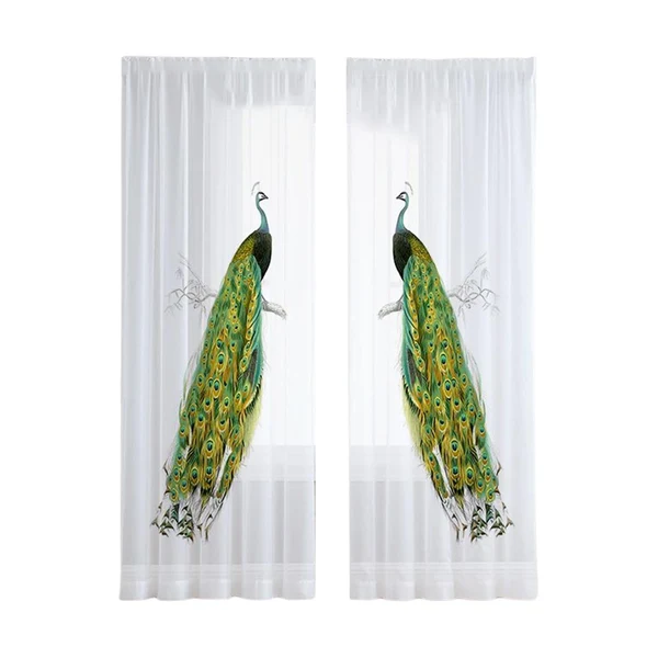 Powerful Maxbell 2x Curtain Panels Peacock Blue Tulle Curtains for Window Living Room Bedroom 132cmx160cm Comfortable