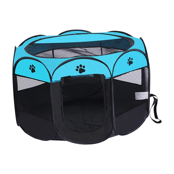 Fine Crafted Maxbell Oxford Cloth Foldable Pet Playpen Zippered Mesh for Rabbit Kitten Cat Blue Black Stylish