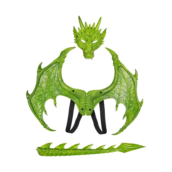 Practical Maxbell Kids Dragon Costume Festival Pretend Playing Wing Dinosaur Tail Mask Set Green Official