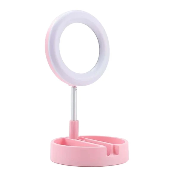 Soft Maxbell light with Phone Holder Makeup Mirror USB for Live Stream Table Pink Stylish