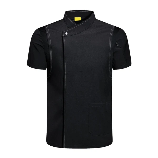 Safe Maxbell Chef Coat Jacket Short Sleeve Cafe Restaurant Apparel Pub Unisex Uniform Black XL Secure