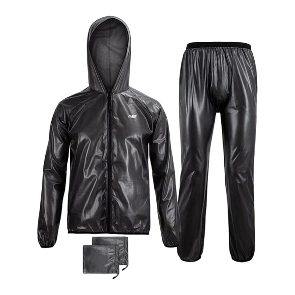 Unique Maxbell Rain suits Waterproof Hooded Women Men Adults for Fishing Travel Outdoor XXXL BLACK Prestigious
