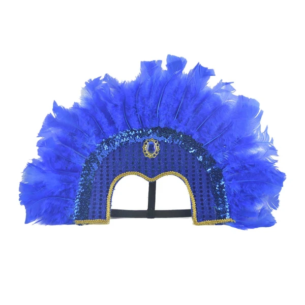 Relaxed Maxbell Fashion Feather Headdress Art Headpiece for Stage Performance Photo Props Deep Blue Verified