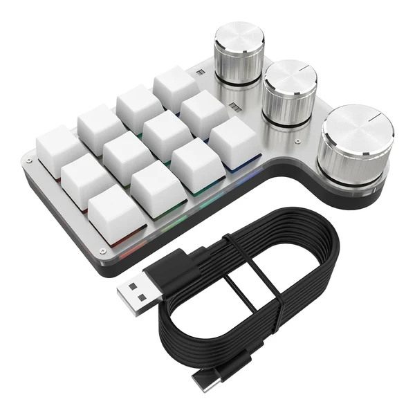 Top-Quality Maxbell Portable Numeric Keypad 9 Keys 3 Knob Program RGB for PC Laptop Tablet White Responsible