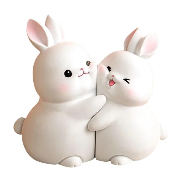 Solid Maxbell Rabbit Bookends Book Stand Holder Resin Figurines for Home Cabinet Decor Easy-to-Use