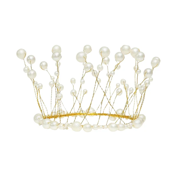 Reusable Maxbell Modern Pearl Crown Cake Topper Tiaras for Birthday Baby Shower Wedding Relaxed