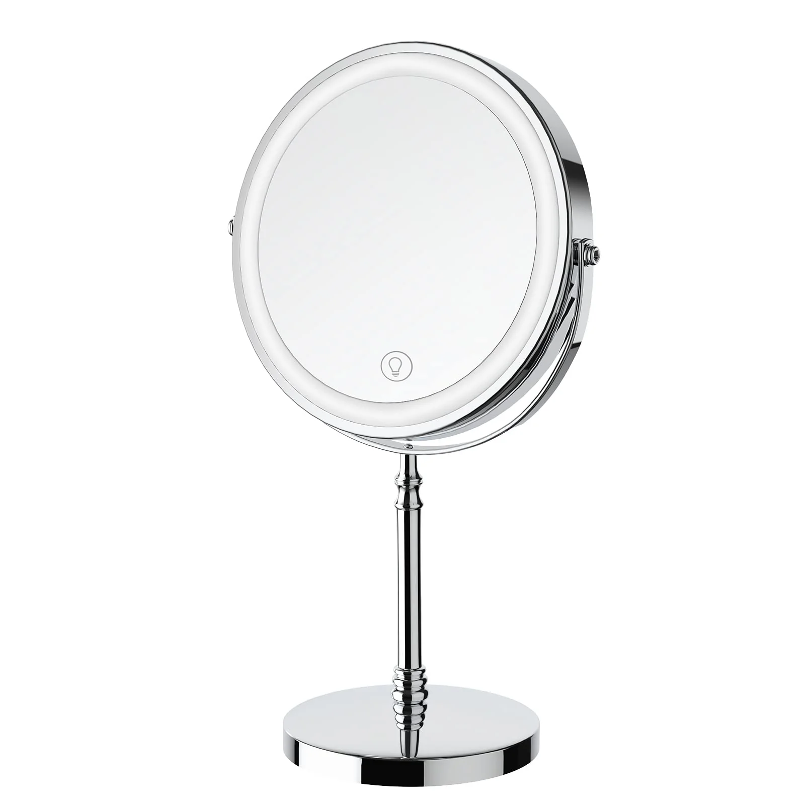 Recyclable Lighted Makeup Mirror – 3000mAh Rechargeable 1x 10x Magnifying Vanity Mirror with 3 Colors Adjustable Brightness 360° Rotation Long-Lasting