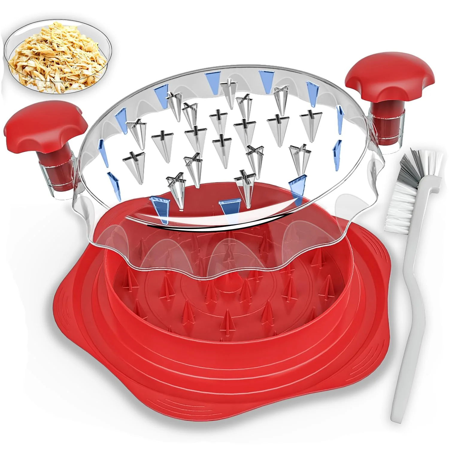 Contemporary Large Chicken Shredder Tool – 10 BPA- Manual Meat Shredder for Chicken Pork Beef Anti-Slip Ergonomic Handle Brush Included Red First-Class