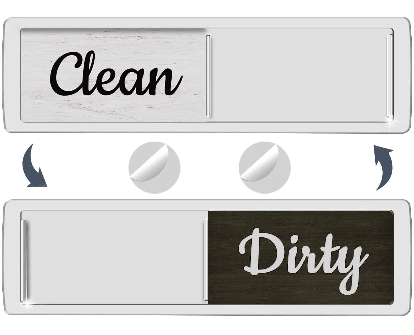 High-End Oxepleus Dishwasher Magnet Clean Dirty Sign – Farmhouse Wood Design Strong Magnet Non-Scratch Easy-to-Read Kitchen Decor A-Silver Detailed