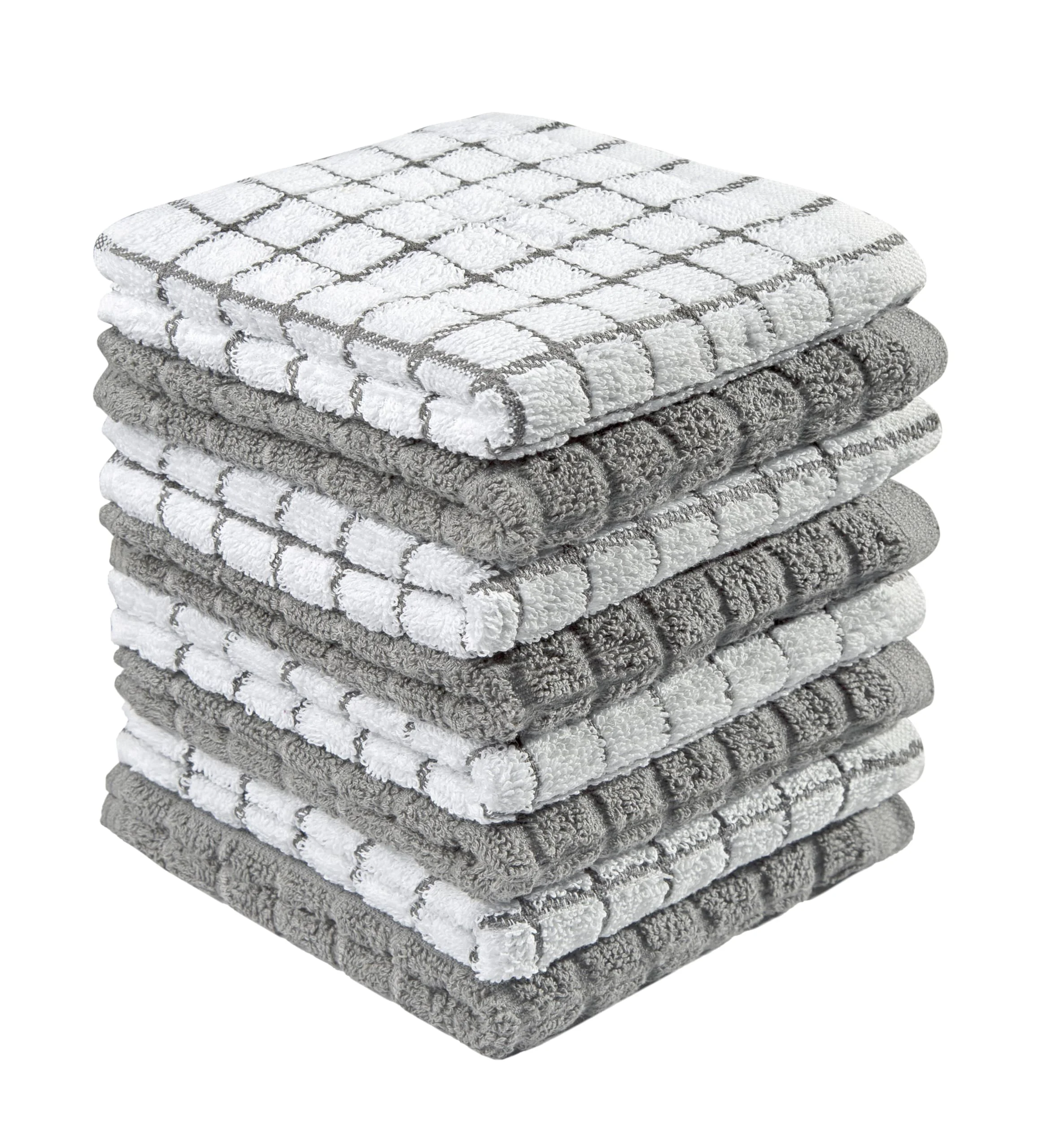 Quality Bumble 8-Pack Cotton Dish Cloths – 12 x12 405 GSM Kitchen Washcloths for Washing Dishes Gray Trendy