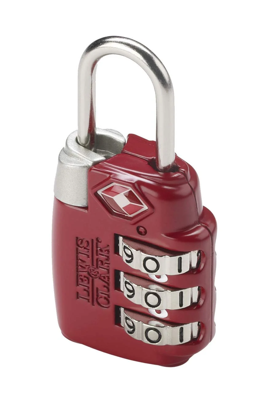 Modern Lewis N. Clark TSA 3 Dial Combination Lock Red Durable