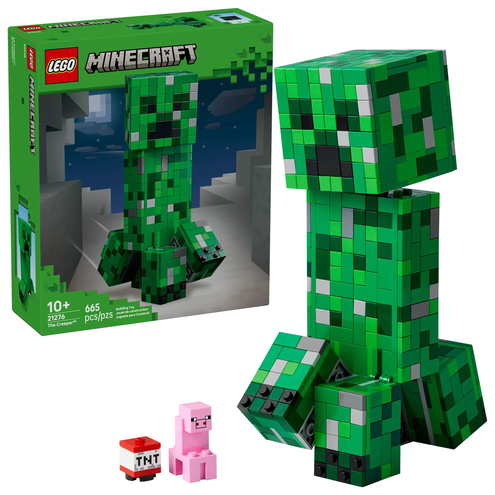 Solid LEGO Minecraft The Creeper Action Figure 21276 Poseable Buildable Toy with Classic Minifigure Fun Gift Room Decor for Gamers Ages 10 Detailed