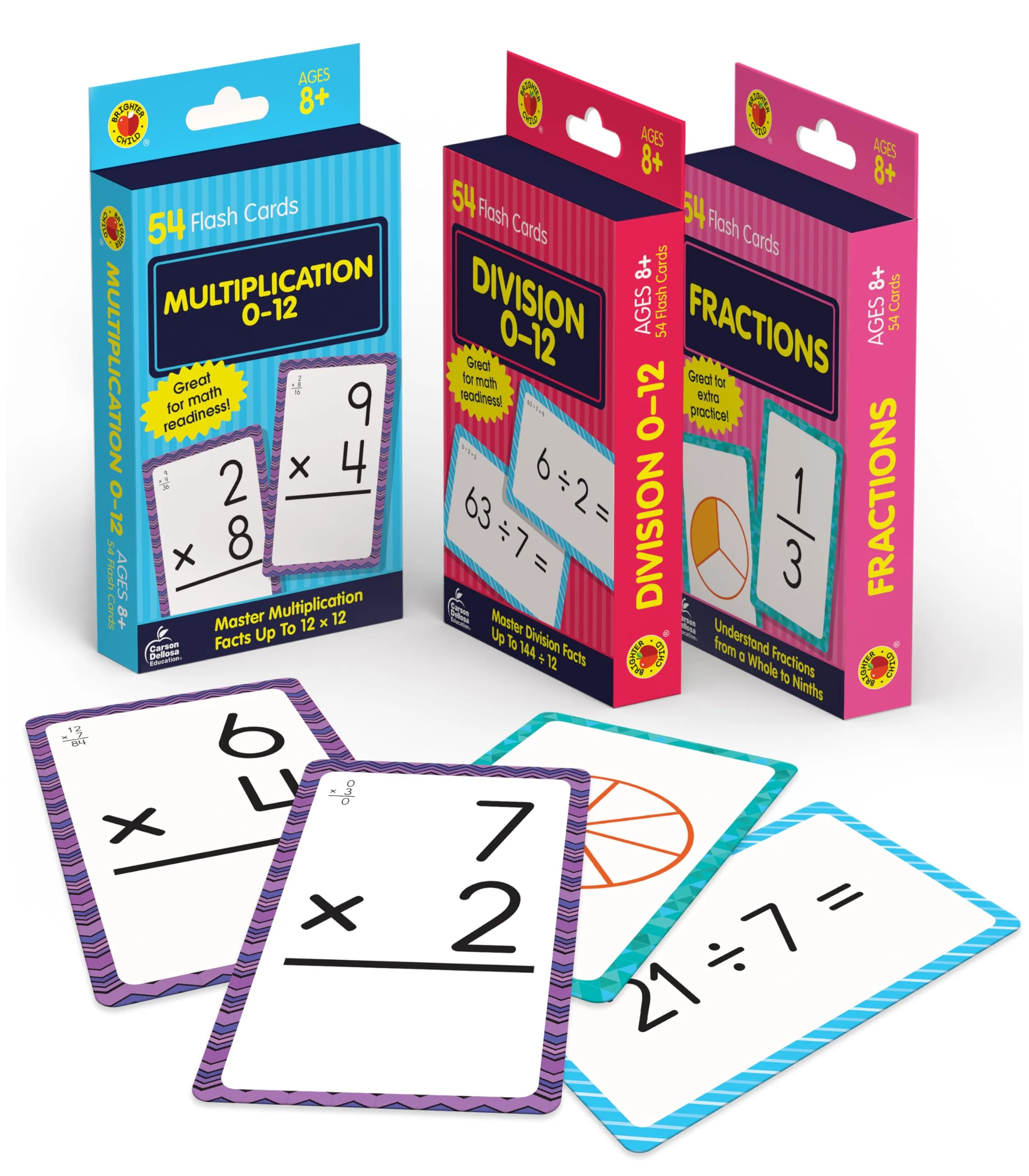 Optimized Carson Dellosa Math Flash Cards Set – Division Fractions Multiplication 3rd Grade Learning Games for Kids Ages 8-12 Smart