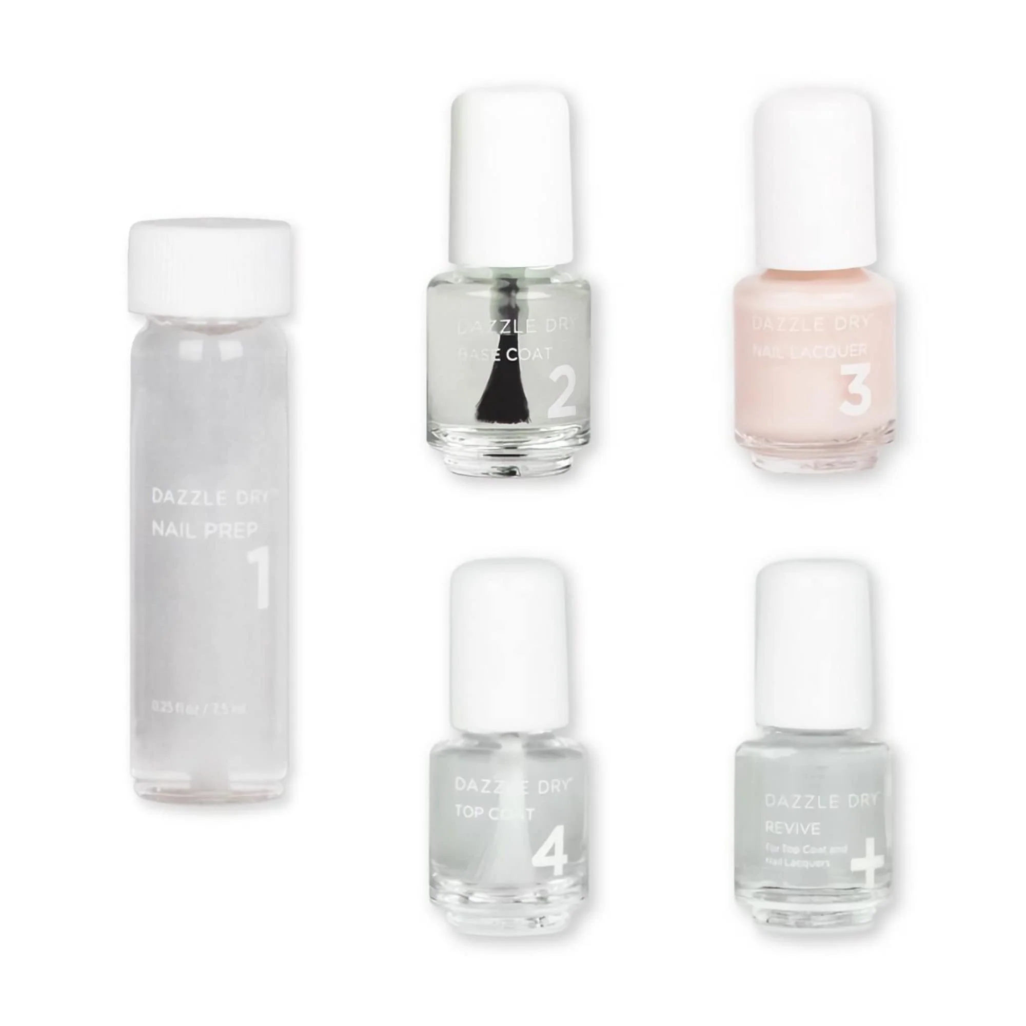 Expertly Made Dazzle Dry Mini Kit 4-Step System – Prima Ballerina Sheer Pink French Base 5-Piece Set for Up to 5 Manicures First-Class