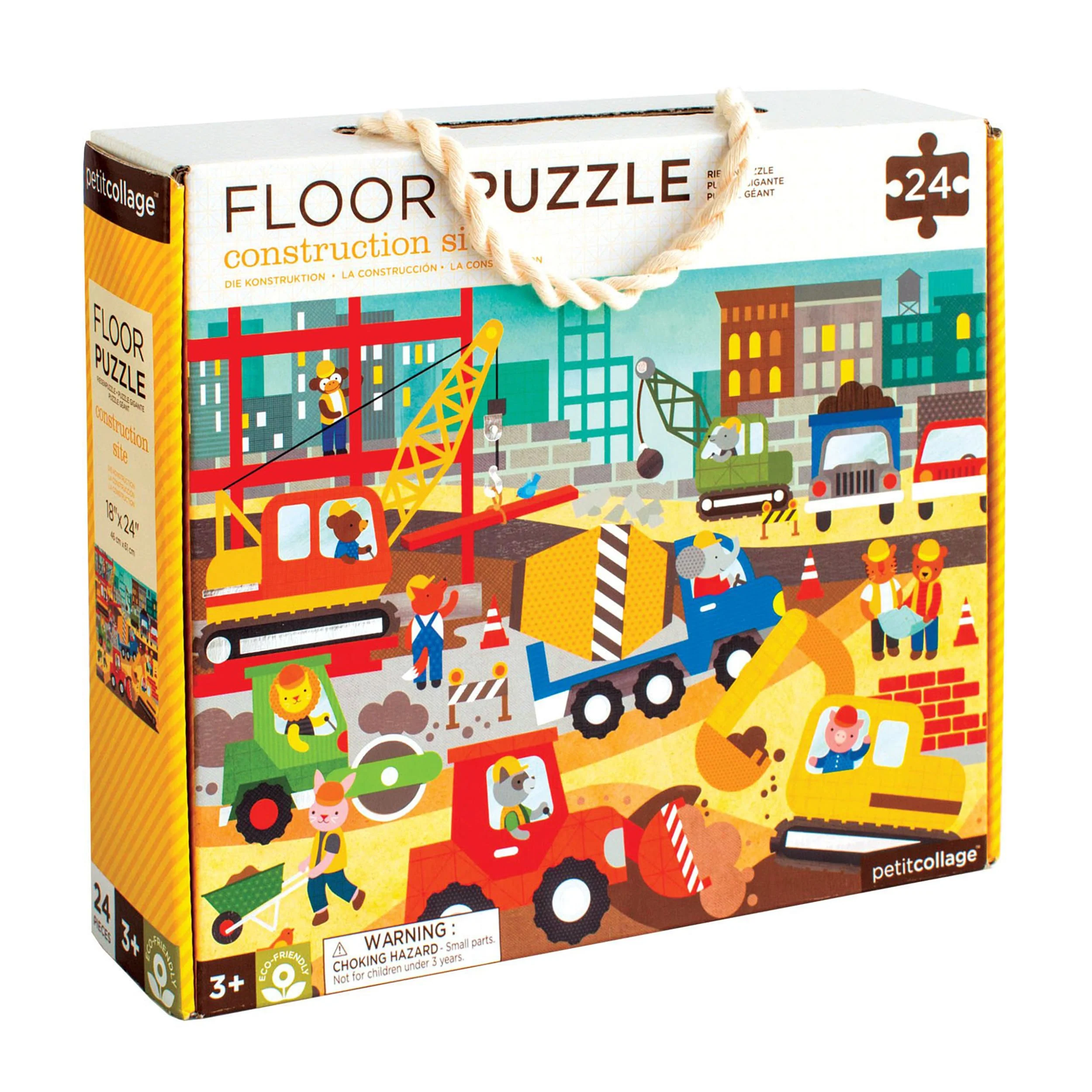Optimized Petit Collage Floor Puzzle Construction Site 24 Pieces Large Puzzle for Kids Completed Puzzle 18 x 24 Great Gift for Kids 3 Original Design