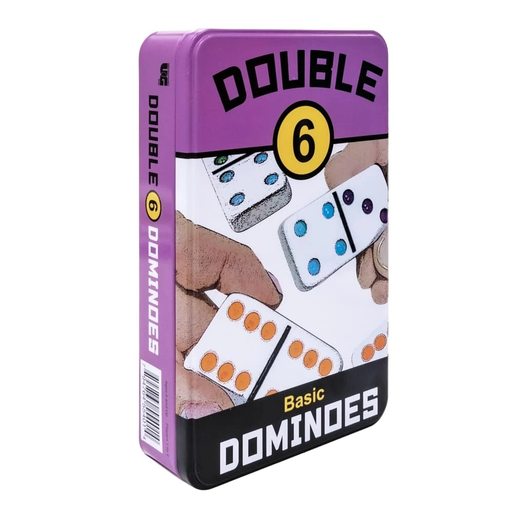 Original Front Porch Classics Double 6 Travel Tin Domino Set from for 1 to 4 Players Ages 6 and up Modern