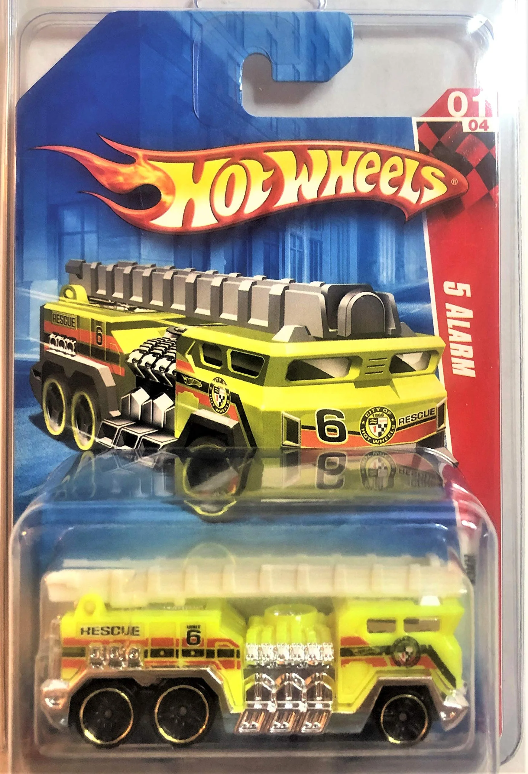 Specialty Hot Wheels 2010 Race World Yellow 5 Alarm Fire Truck Recyclable