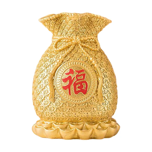 Refined Maxbell Resin Flower Vase Blessed Bag Shape Sculpture Art Decor Centerpiece Figurine Aureate and Large Prestigious
