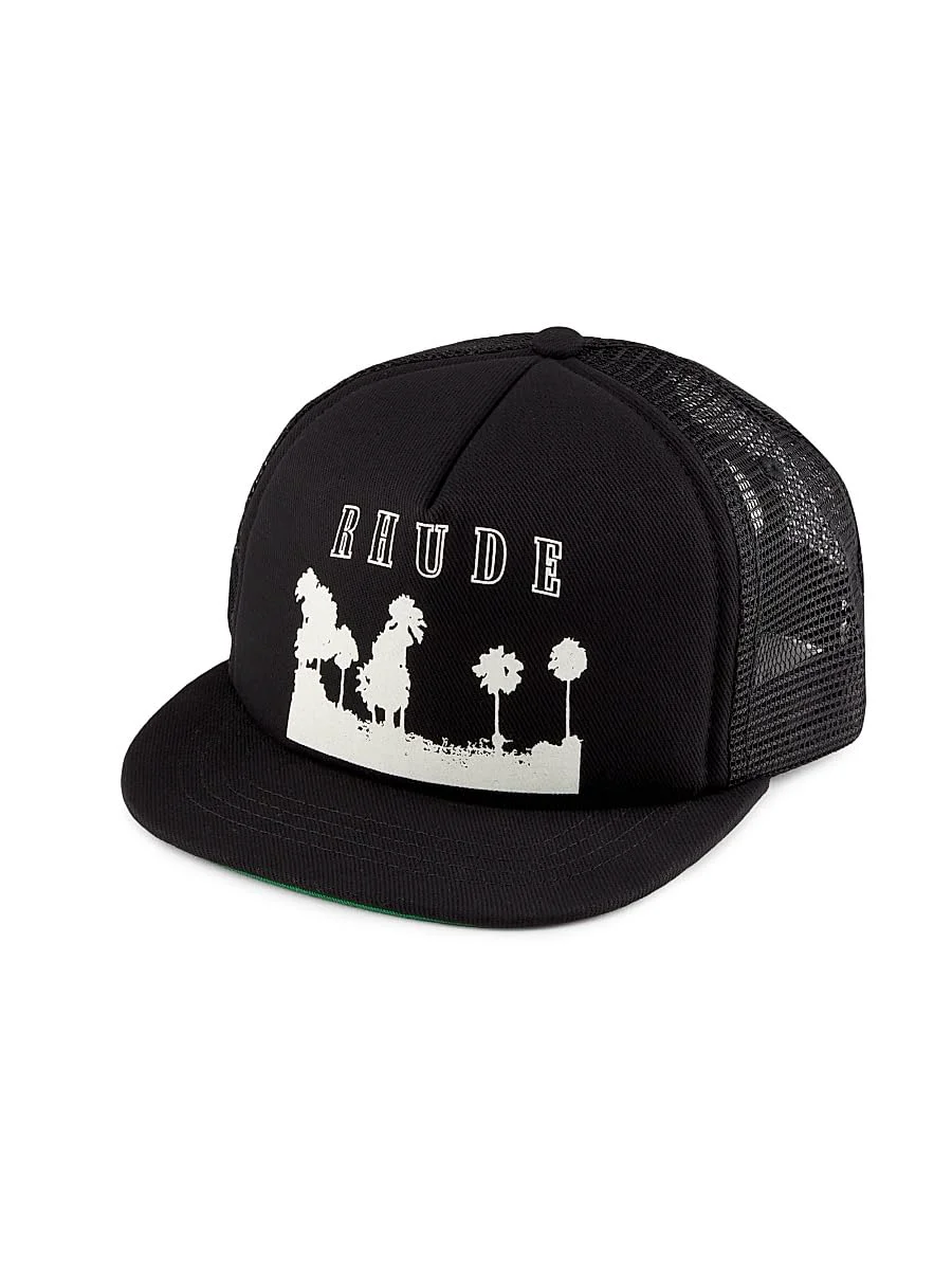 Flexible Rhude Thousand Palms Trucker Hat Black White Expertly Made