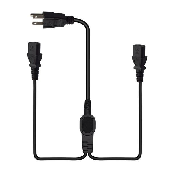 Genuine Maxbell Maxbell 5-15P to 2x IEC320 C13 Power Cord 3 Prong for Monitors Laptop Rice Cookers 100cm Fine Crafted