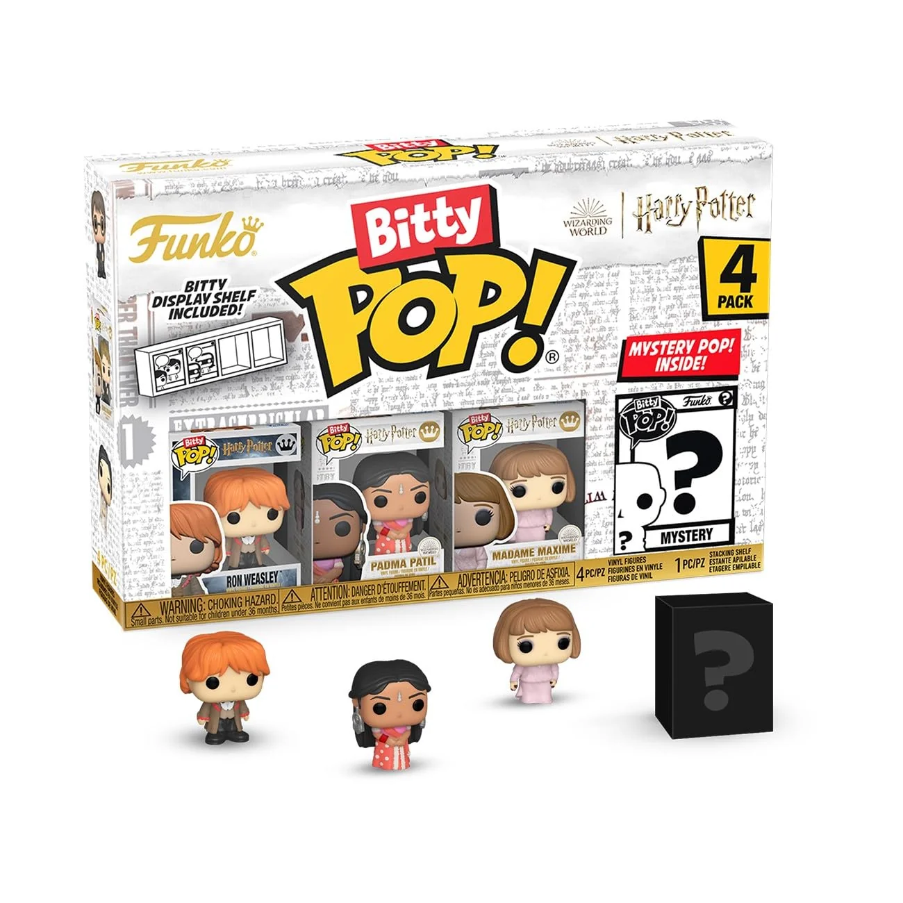 Flexible Funko Bitty POP HP GOF - Ron 4-Pack and A Surprise Mystery Mini Figure - 0.9 Inch 2.2 Cm - Harry Potter Collectable - Stackable Display Shelf… Functional