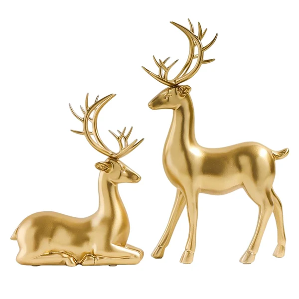 Original Maxbell Maxbell Couple Deer Statue Resin Animal Sculpture Reindeer Figurine Decoration Reliable